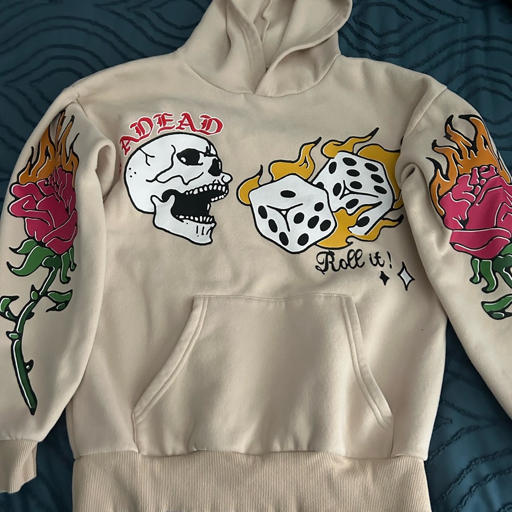 PacSun multi doodle hoodie with Bold Tattoo Graphics.